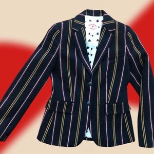 Brooks Brothers Navy Striped Blazer w Heart Liner, Women’s size 0